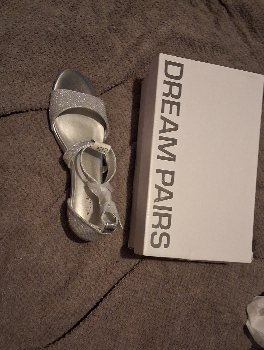 Dream Pairs Silver Glitter Open-Toe Heel Sandals